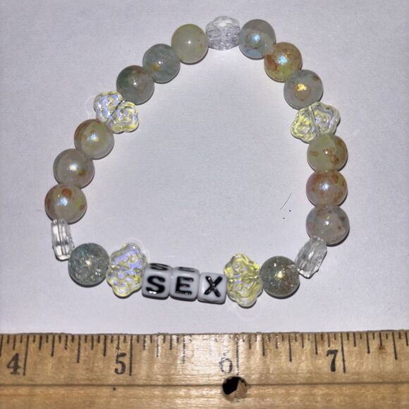 Multicolor “Sex” Bracelet Adult Humor Beaded Handmade Naughty Accessories - Picture 1 of 3
